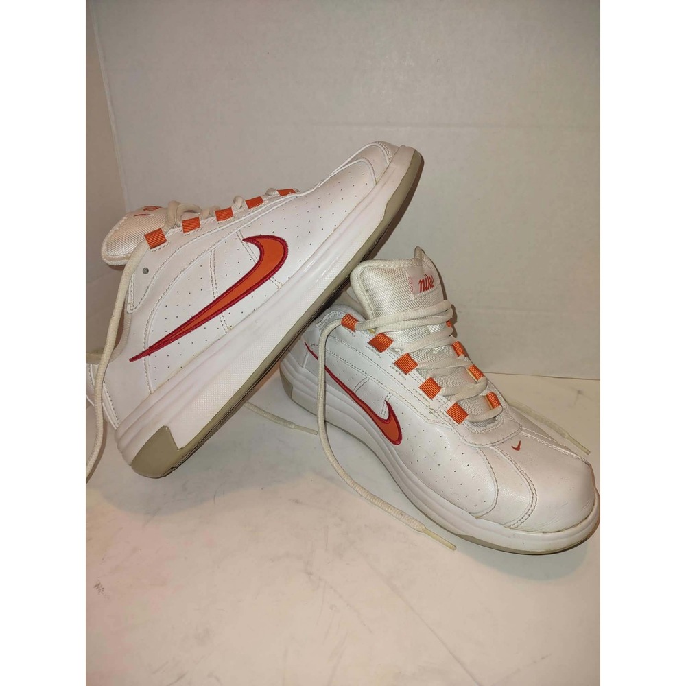Nike Womens Training White Orange Red Leather Low Top Athletic Sneakers